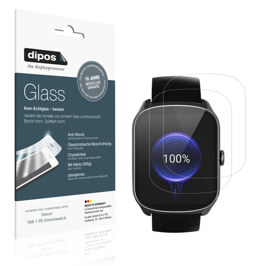 Klare Displayschutzfolie von dipos passend für steceis68 1.95 smartwatch, 9H kratzfest und blasenfrei montiert