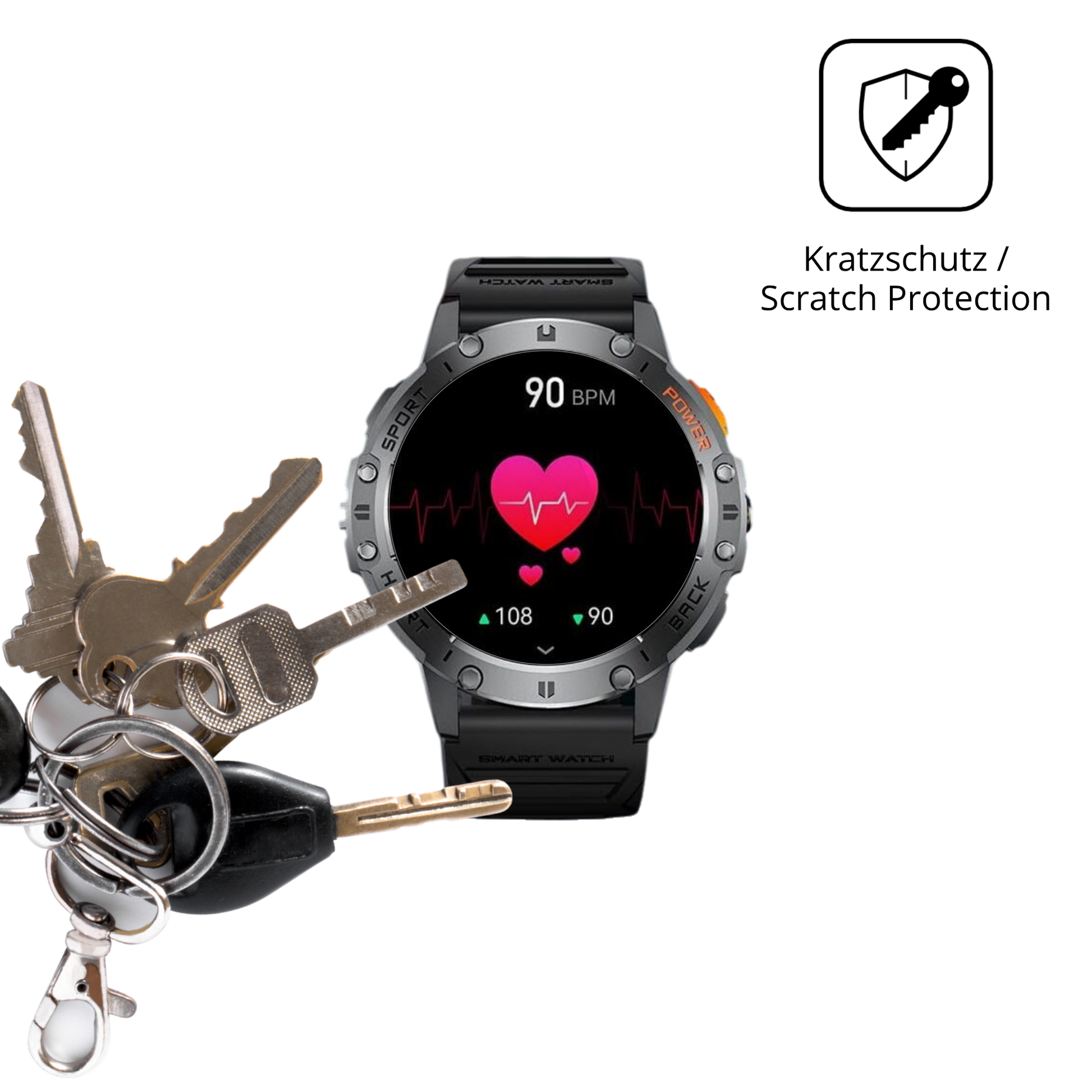 Schutz gegen Kratzer auf dem Sunkta FV23-D-GS Glas durch Schlüssel oder Ähnliches