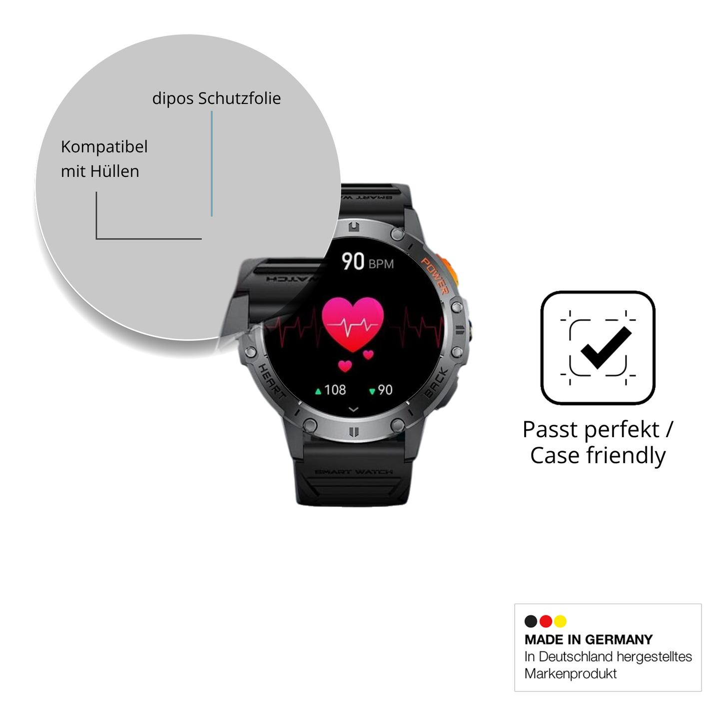 Schutzfolie mit optimaler Passform, zur Verwendung mit Hüllen geeignet