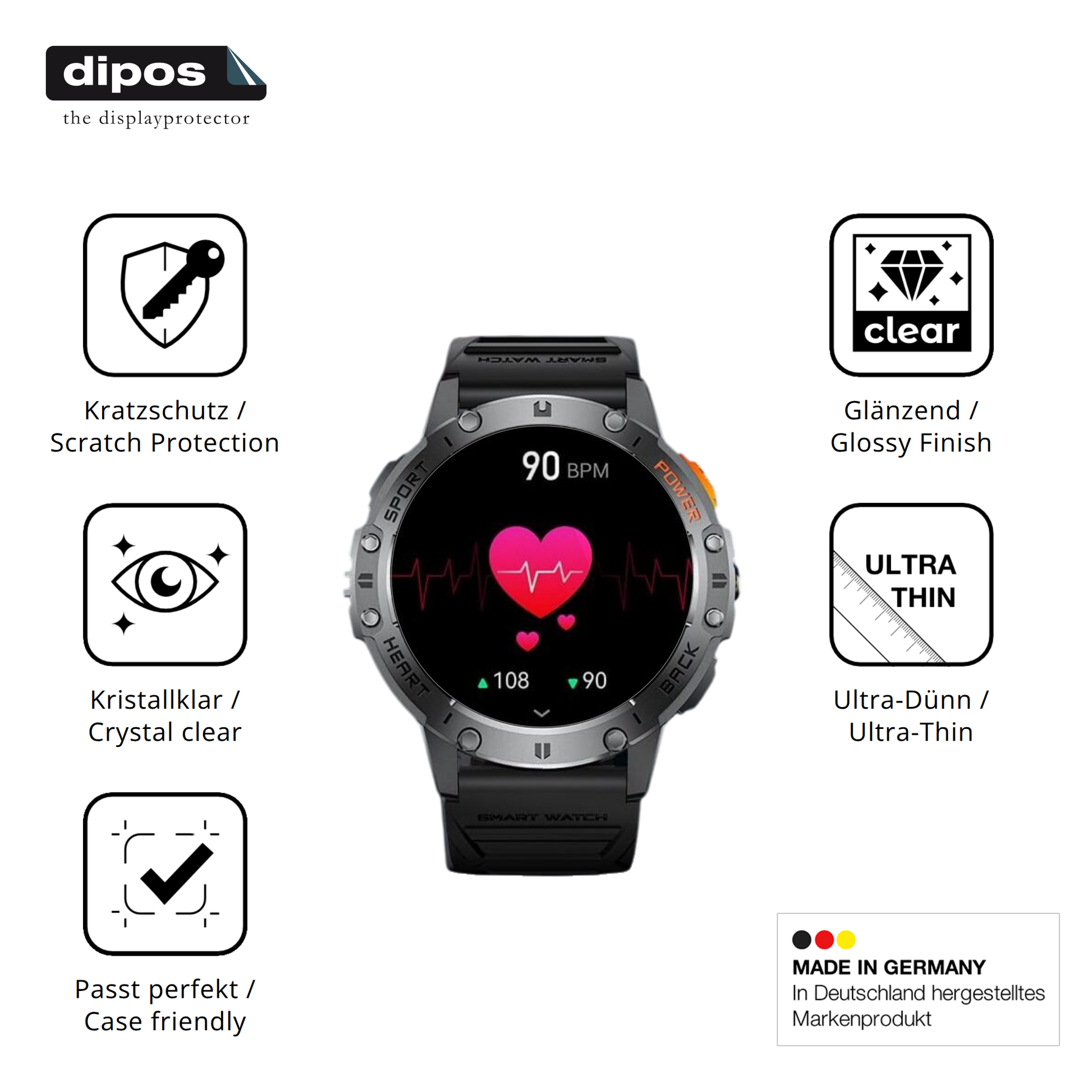 Displayschutz hergestellt in Deutschland, höchste Qualität made in Germany