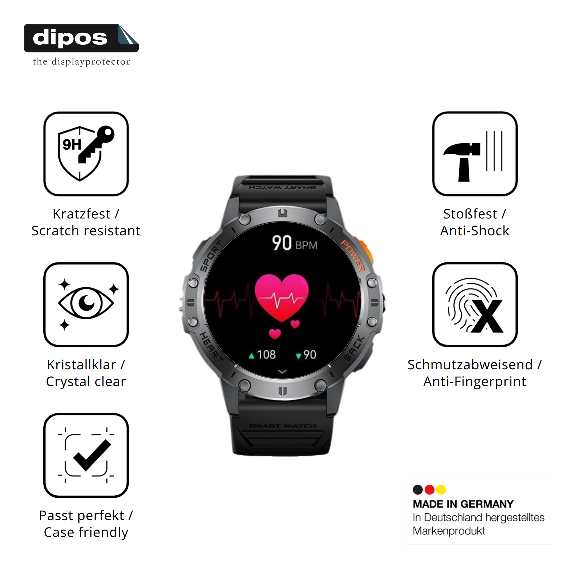 Displayschutz hergestellt in Deutschland, höchste Qualität made in Germany