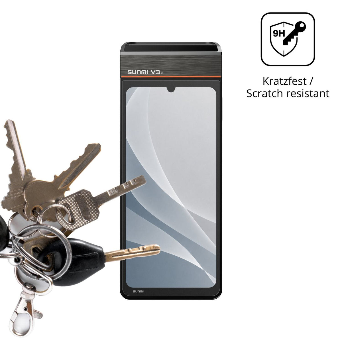 dipos Displayschutz für Sunmi V3e, mattierte Oberfläche, robuste Festigkeit und perfekte Passform