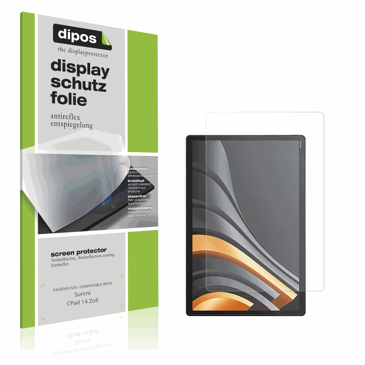 Matte Displayschutzfolie von dipos passend für Sunmi CPad 14 Zoll, präziser Zuschnitt und blasenfrei montiert