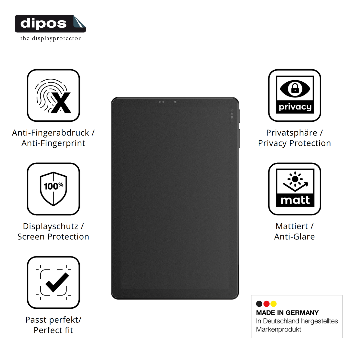 Privatsphäre-Schutz durch Sichtschutz-Folie passend zugeschnitten für Sunmi CPad 8.7