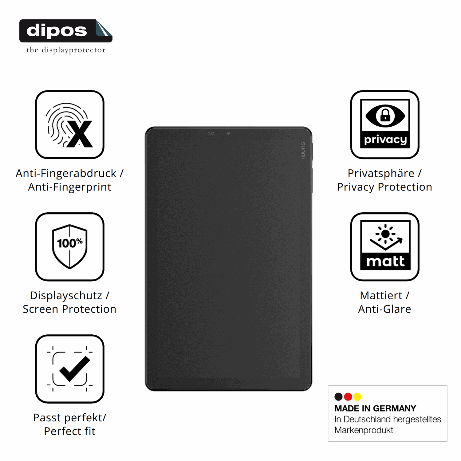 Privatsphäre-Schutz durch Sichtschutz-Folie passend zugeschnitten für Sunmi CPad 8.7