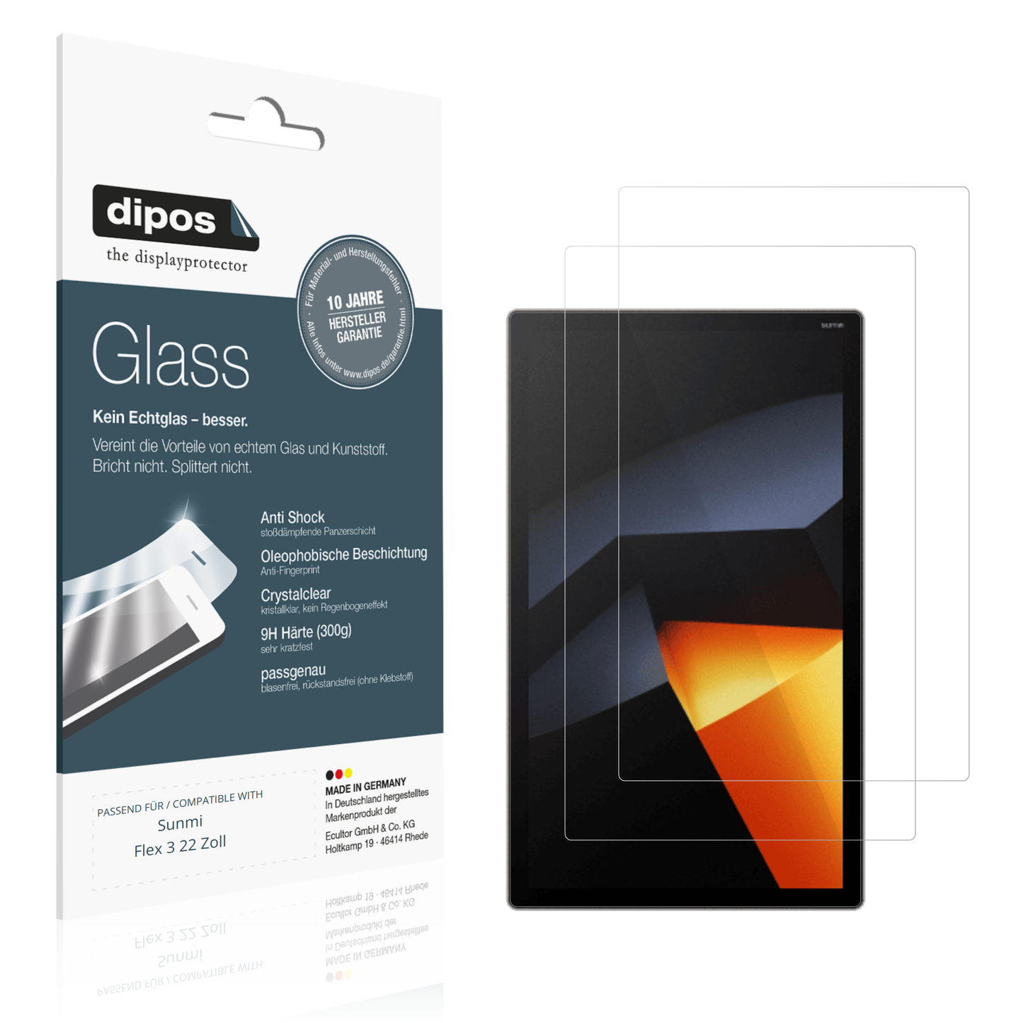 Klare Displayschutzfolie von dipos passend für Sunmi Flex 3 22 Zoll, 9H kratzfest und blasenfrei montiert
