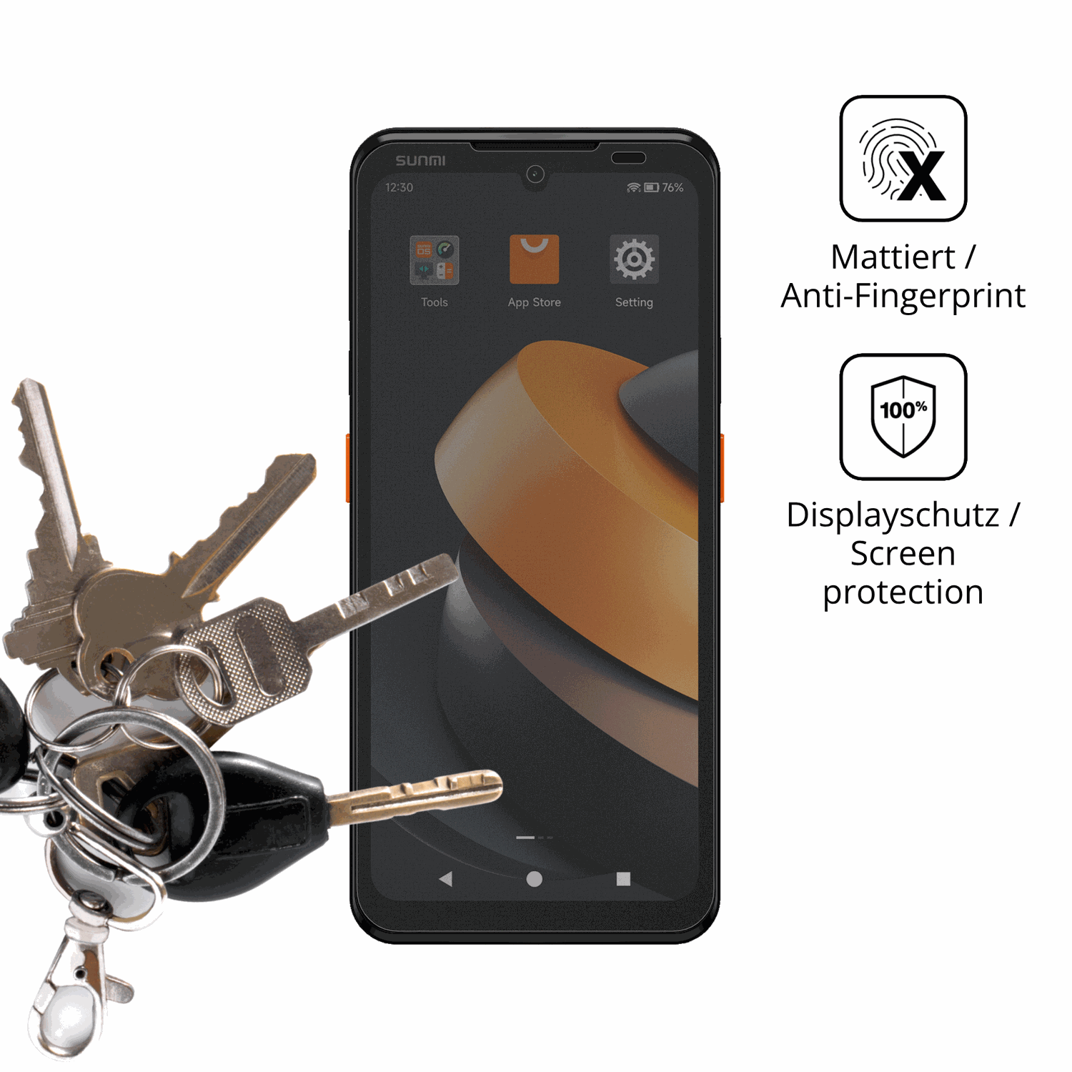 dipos Displayschutz für Sunmi L3, mattierte Oberfläche, Blickschutzfilter und perfekter Passform