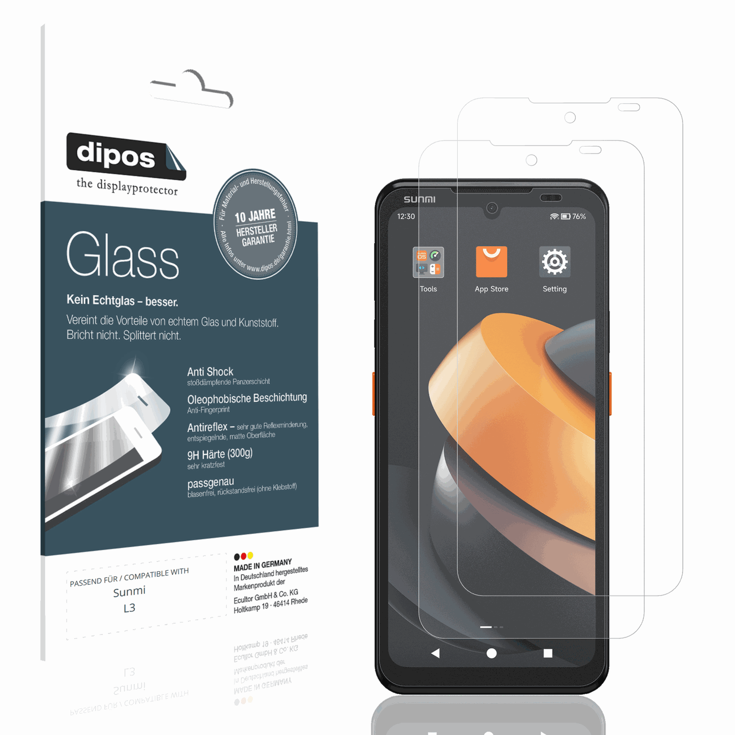 Matte Displayschutzfolie von dipos passend für Sunmi L3, 9H kratzfest und blasenfrei montiert