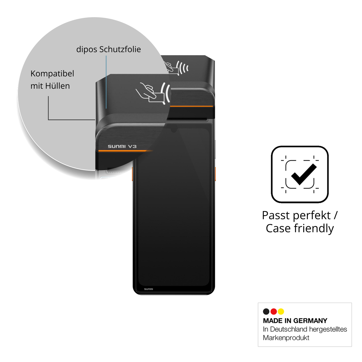 Schutzfolie mit optimaler Passform, zur Verwendung mit Hüllen geeignet