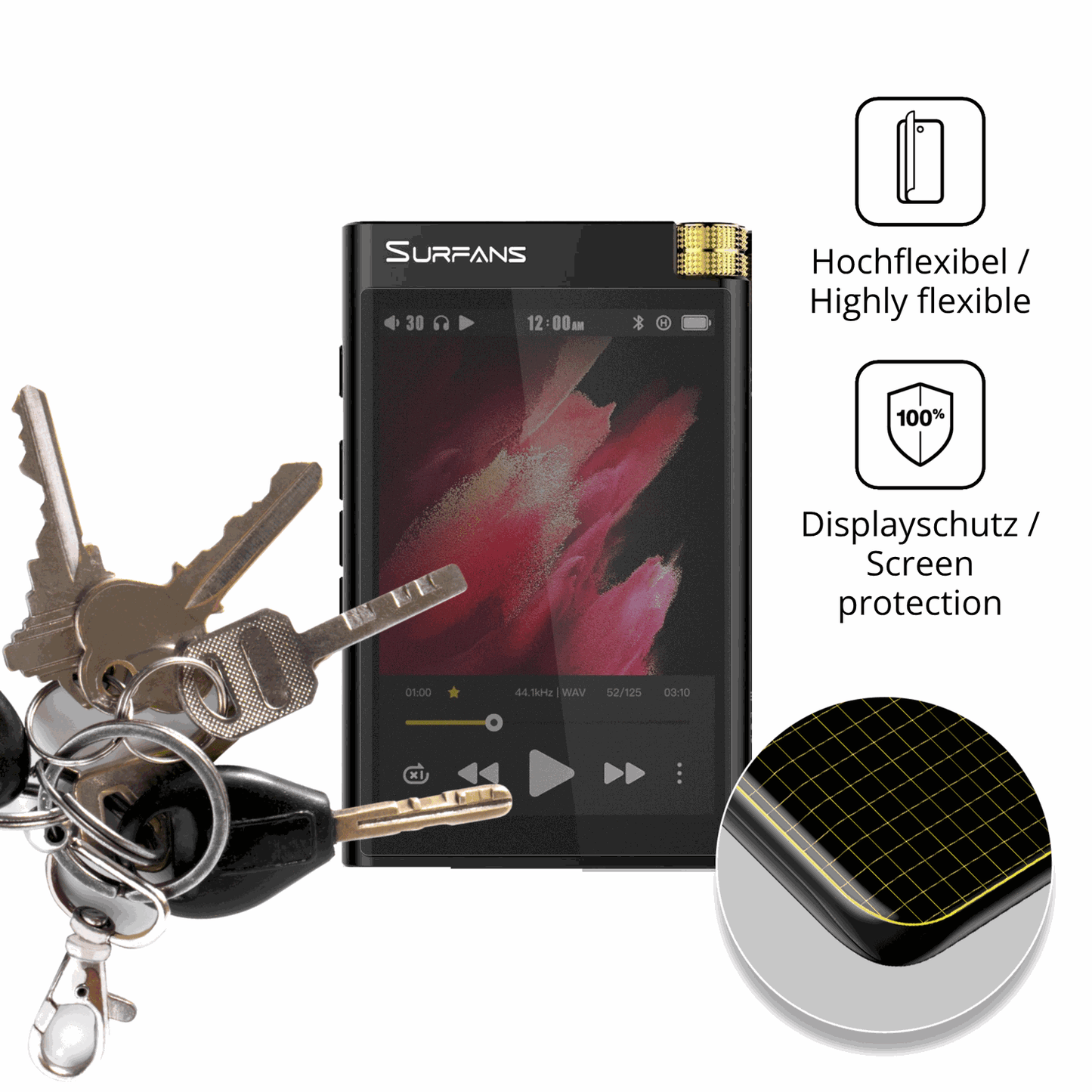 dipos Displayschutz für Surfans F28, mit Blickschutzfilter und perfekter Passform auch für die Rundungen