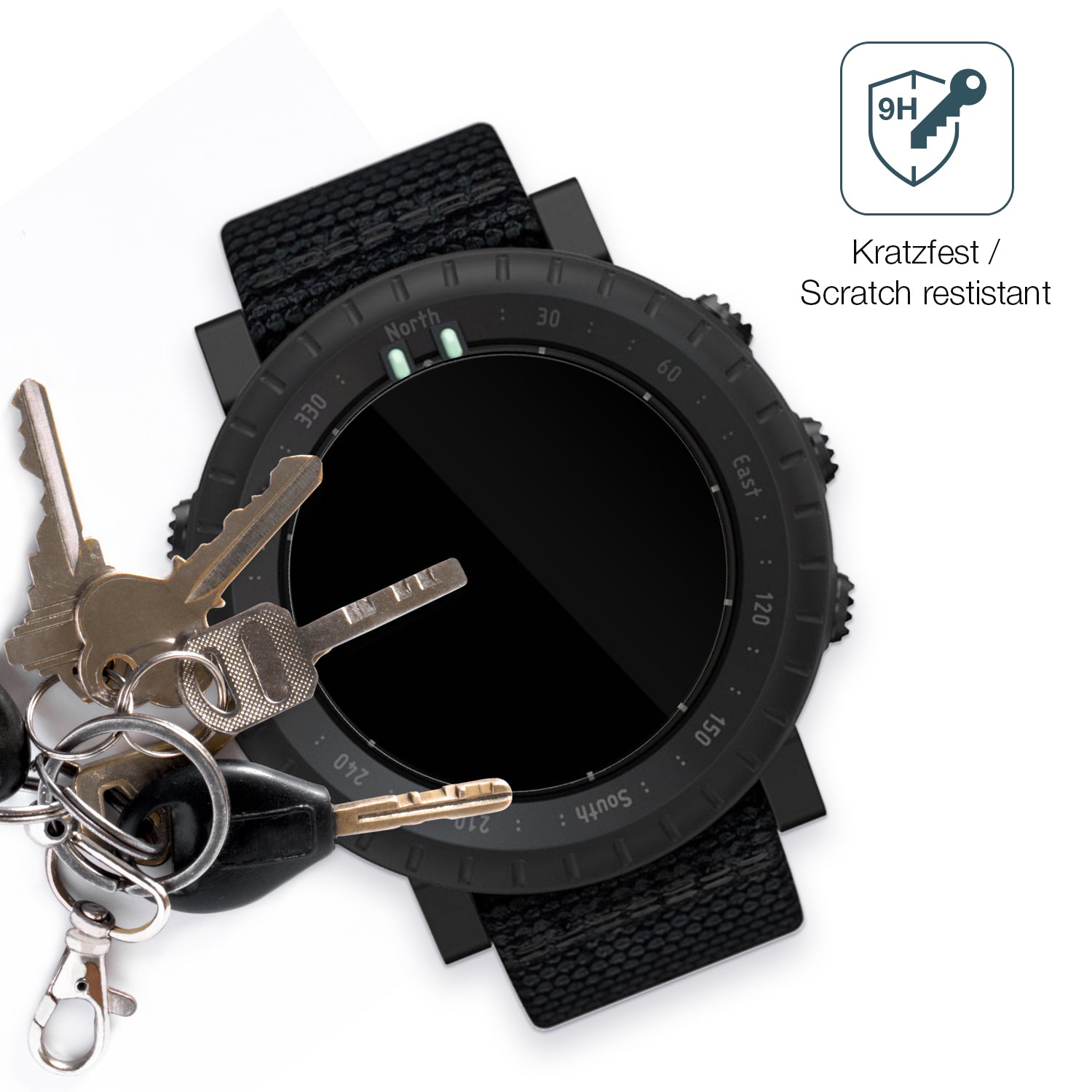 dipos Displayschutz für Suunto Core Alpha, transparente Oberfläche, perfekte Passform auch für die Rundungen