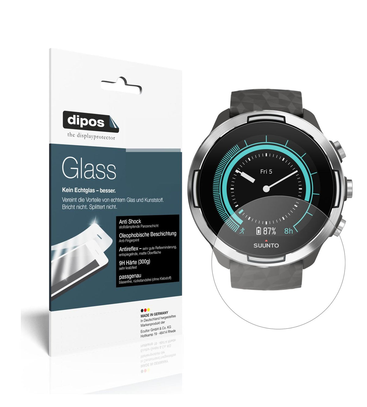 1x 9H Schutzfolie matt für Suunto 9 Panzerfolie
