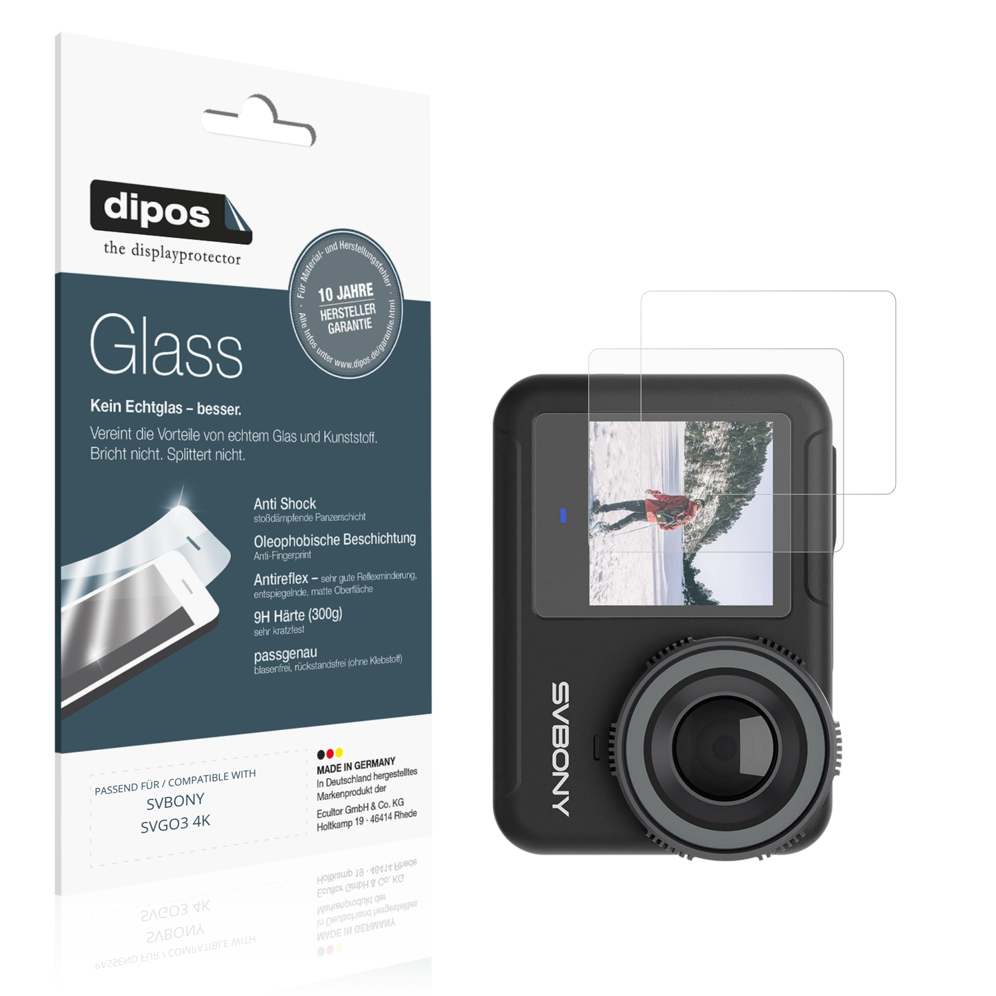 Matte Displayschutzfolie von dipos passend für SVBONY SVGO3 4K, 9H kratzfest und blasenfrei montiert