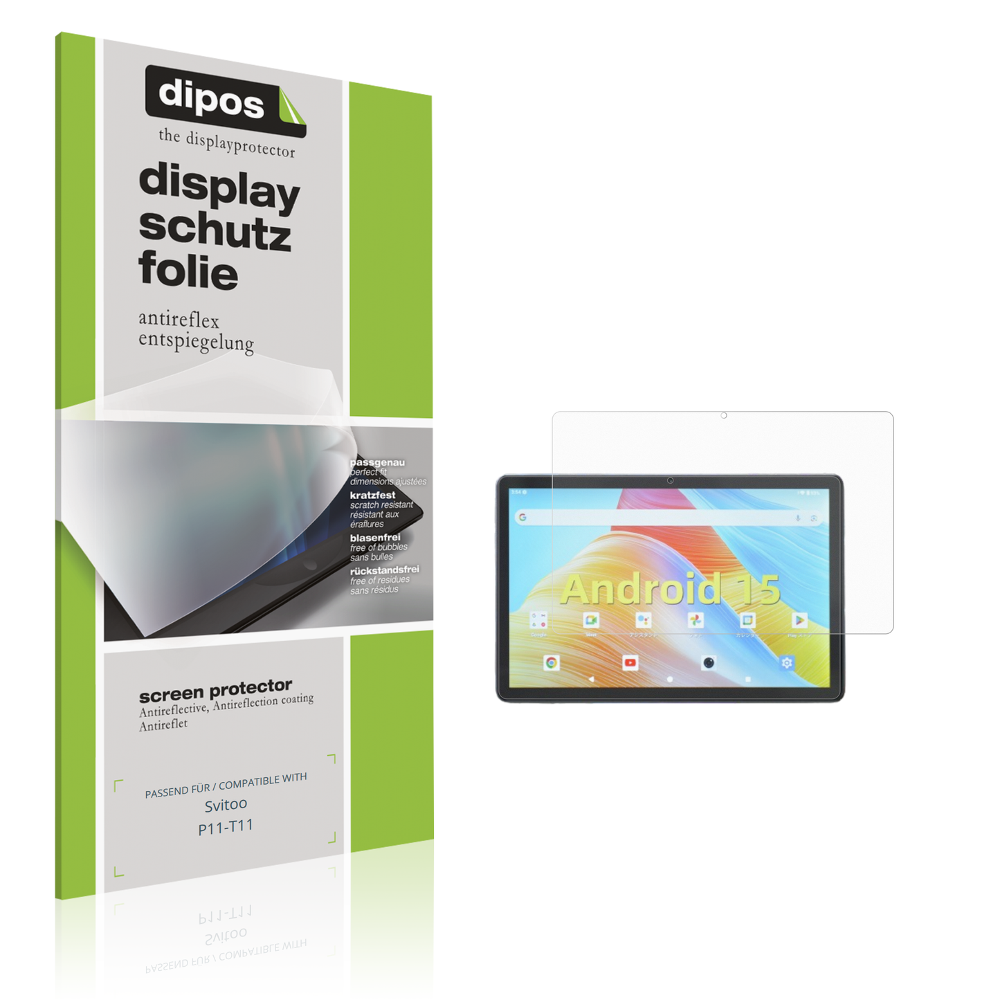 Matte Displayschutzfolie von dipos passend für svitoop11-t11, präziser Zuschnitt und blasenfrei montiert