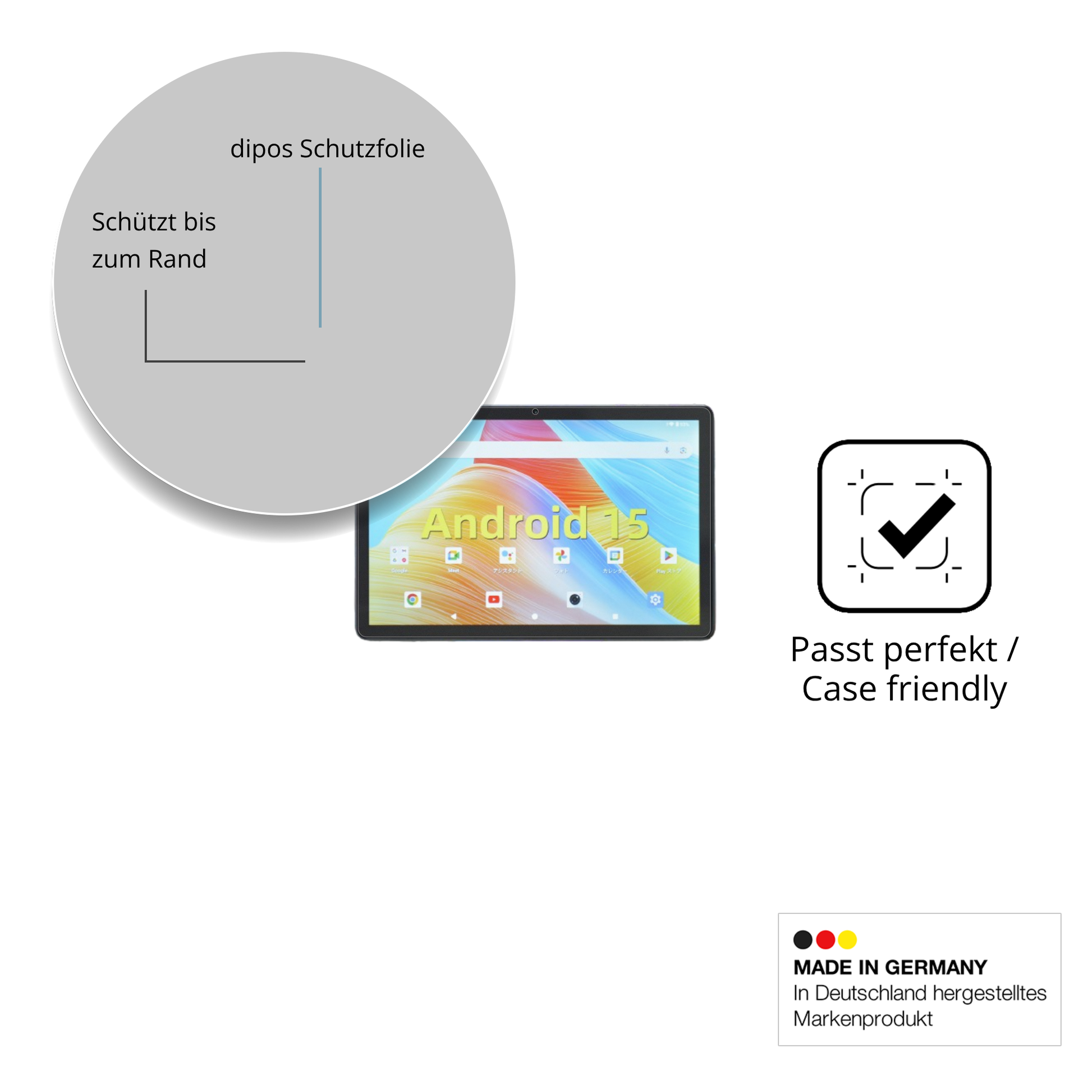 Schutzglasfolie mit optimaler Passform, zur Verwendung mit Hüllen geeignet