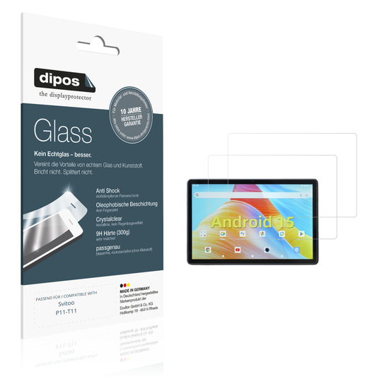 Klare Displayschutzfolie von dipos passend für svitoop11-t11, 9H kratzfest und blasenfrei montiert