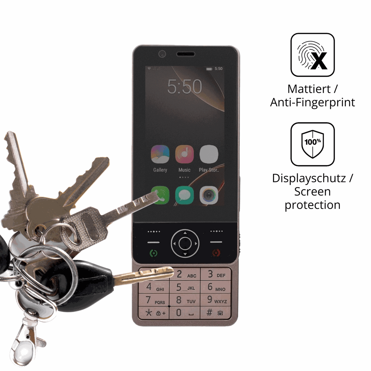 dipos Displayschutz für Sxhlseller Slide Phone, mattierte Oberfläche, Blickschutzfilter und perfekter Passform