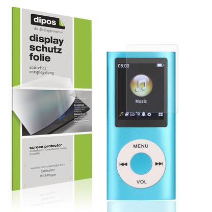 Matte Displayschutzfolie von dipos passend für Sxhlseller MP3-Player, präziser Zuschnitt und blasenfrei montiert