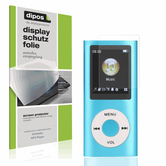 Matte Displayschutzfolie von dipos passend für Sxhlseller MP3-Player, präziser Zuschnitt und blasenfrei montiert