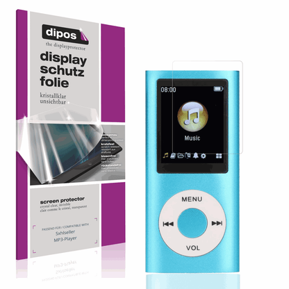 Klare Displayschutzfolie von dipos passend für Sxhlseller MP3-Player, präziser Zuschnitt und blasenfrei montiert