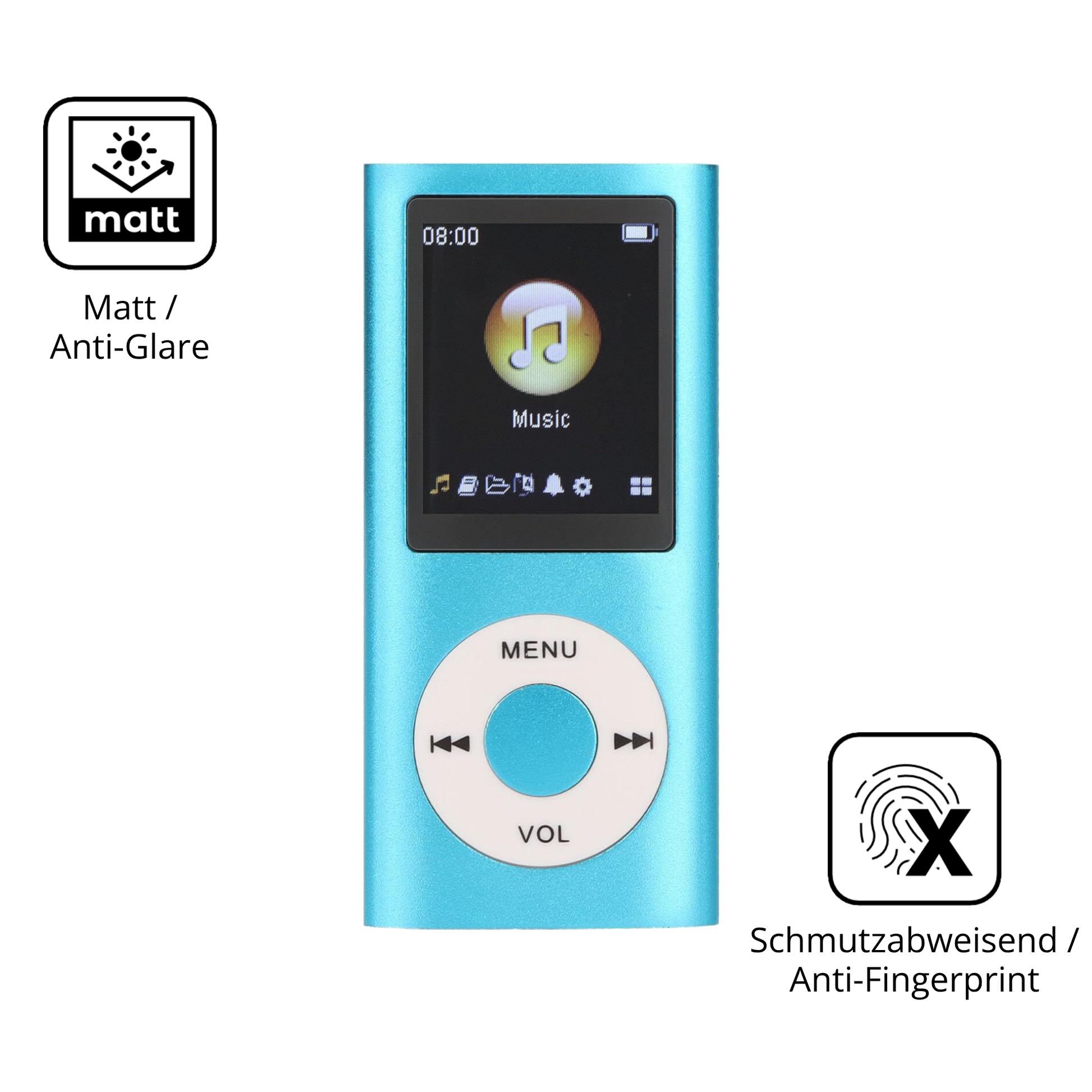 9H Hartbeschichtete, flexible Folie passend zugeschnitten für Sxhlseller MP3-Player