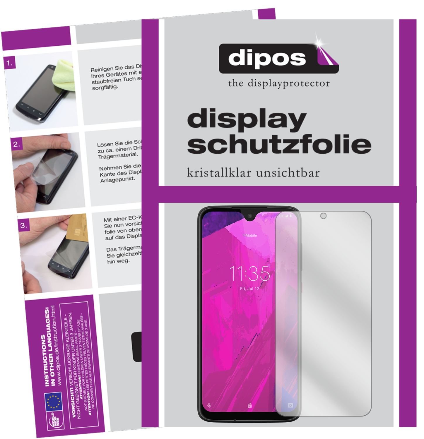 Klare Displayschutzfolie von dipos passend für T-Mobile Revvlry Plus, präziser Zuschnitt und blasenfrei montiert