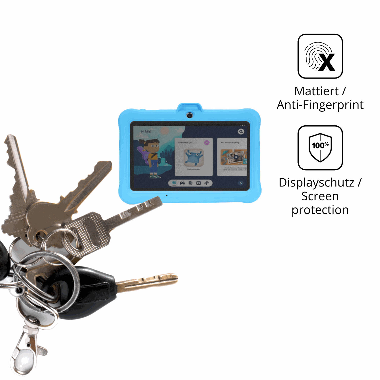 dipos Displayschutz für TABTIVI K708, mattierte Oberfläche, Blickschutzfilter und perfekter Passform