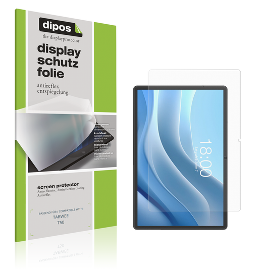 Matte Displayschutzfolie von dipos passend für TABWEE T50, präziser Zuschnitt und blasenfrei montiert