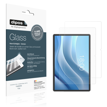Matte Displayschutzfolie von dipos passend für TABWEE T50, 9H kratzfest und blasenfrei montiert