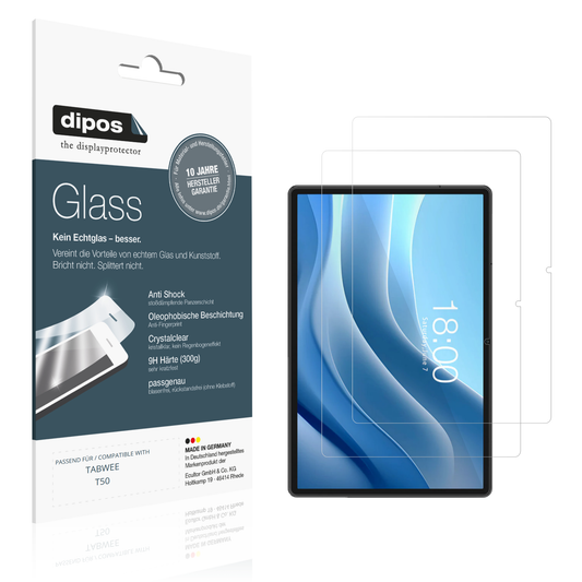 Klare Displayschutzfolie von dipos passend für TABWEE T50, 9H kratzfest und blasenfrei montiert