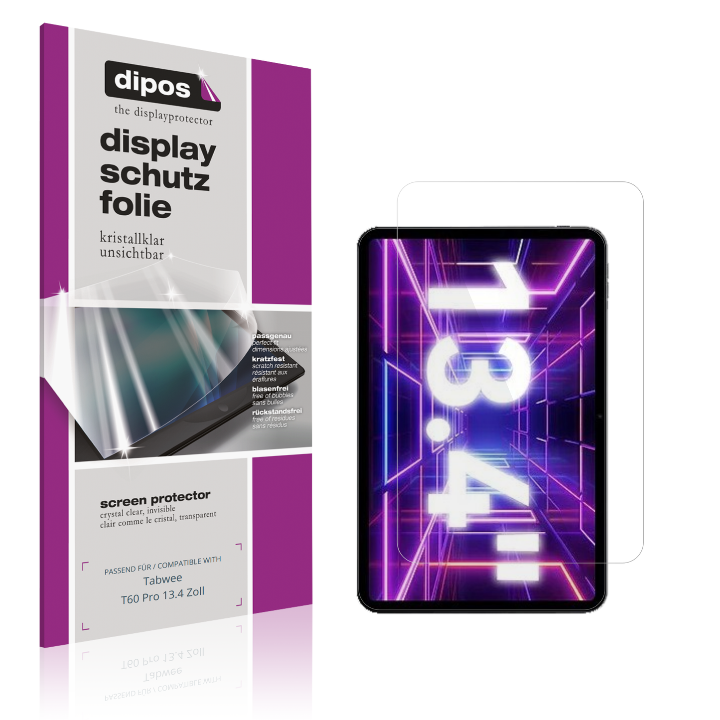 2x Schutzfolie klar für Tabwee T60 Pro 13.4 Zoll Display-Schutzfolie