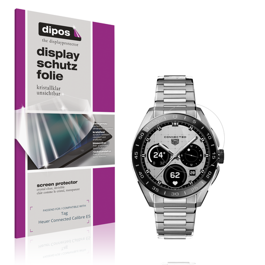 Klare Displayschutzfolie von dipos passend für tagheuer connected calibre e5, präziser Zuschnitt und blasenfrei montiert