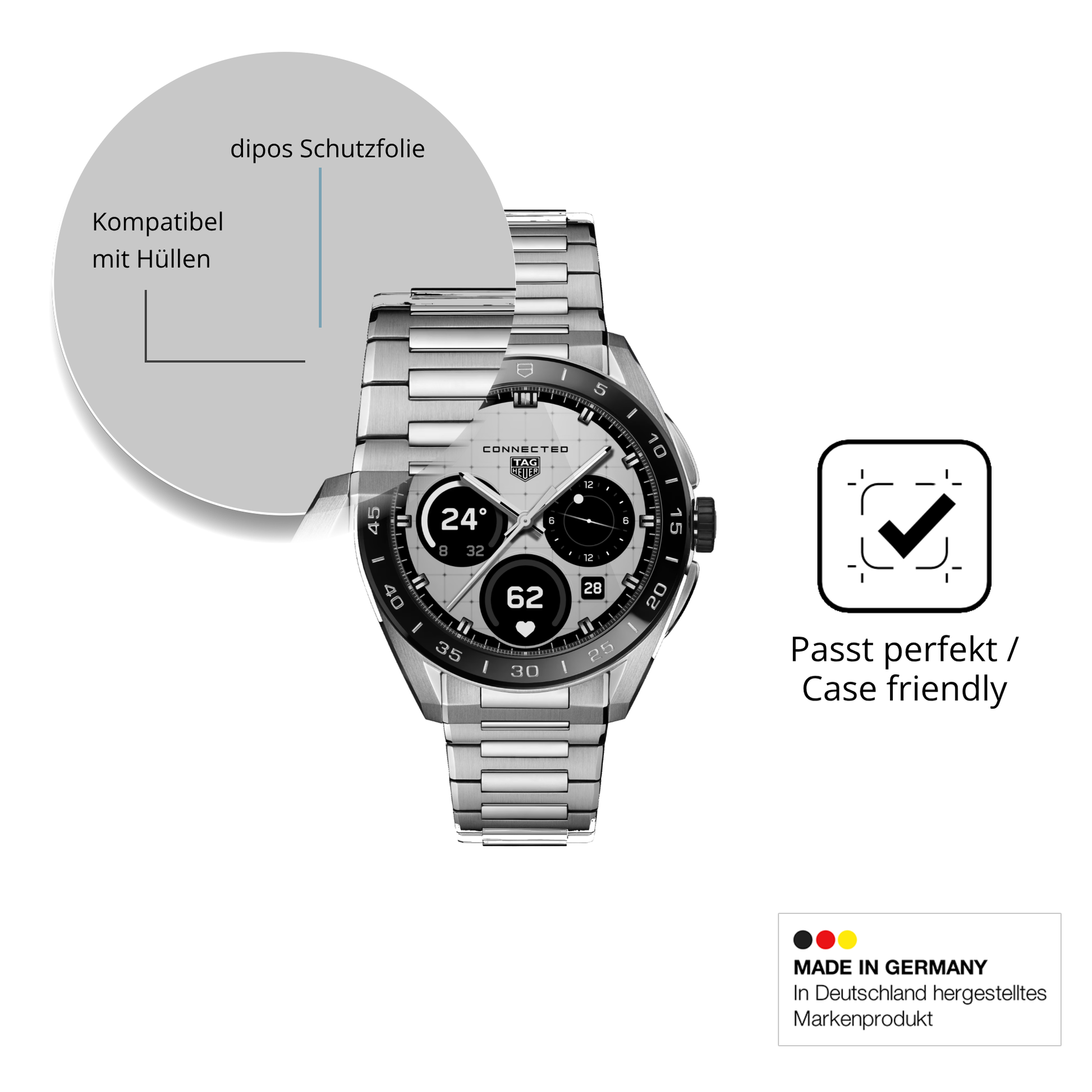 Schutzfolie mit optimaler Passform, zur Verwendung mit Hüllen geeignet