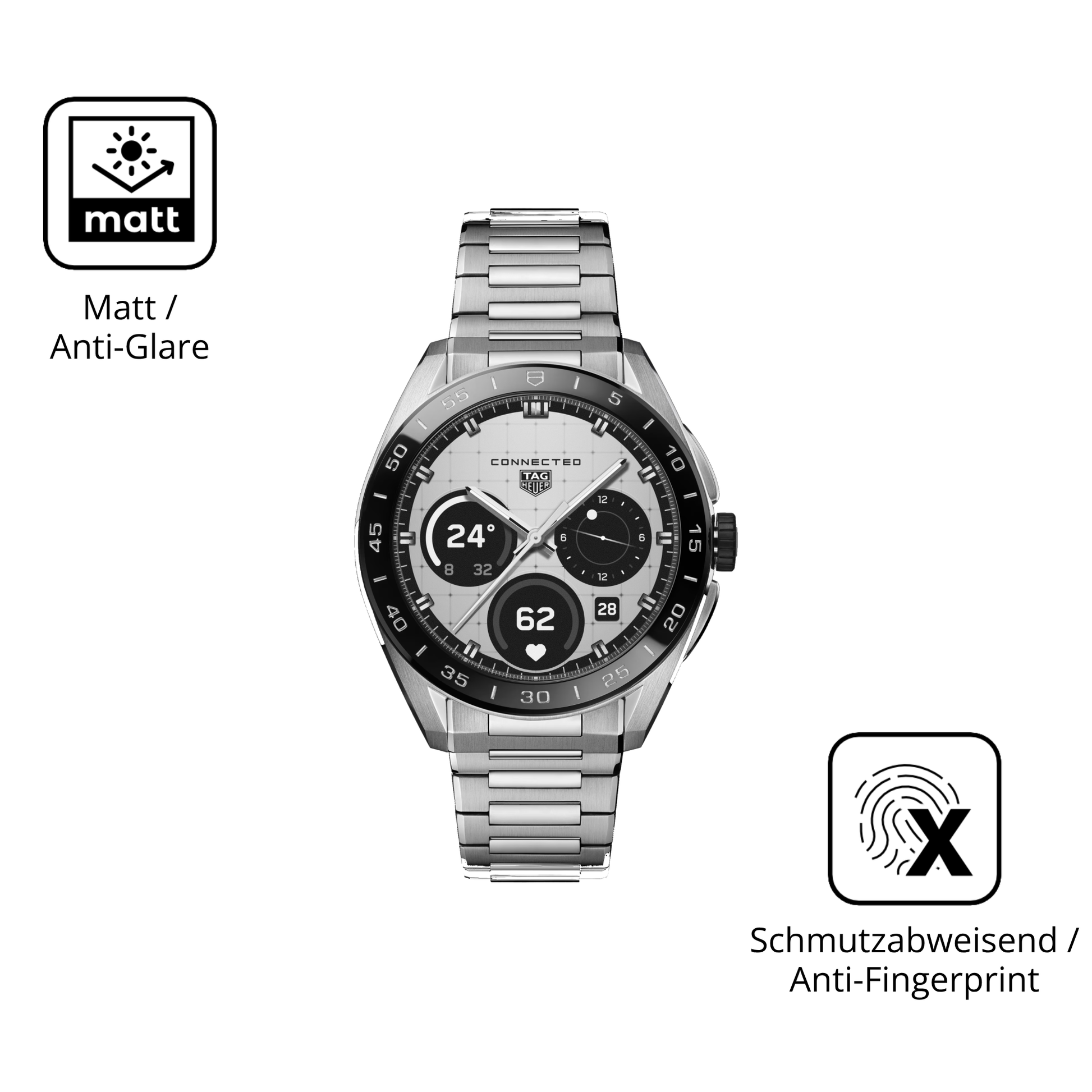 9H Hartbeschichtete, flexible Folie passend zugeschnitten für tagheuer connected calibre e5