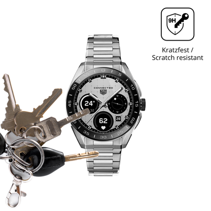 dipos Displayschutz für tagheuer connected calibre e5, transparente Oberfläche, perfekte Passform auch für die Rundungen