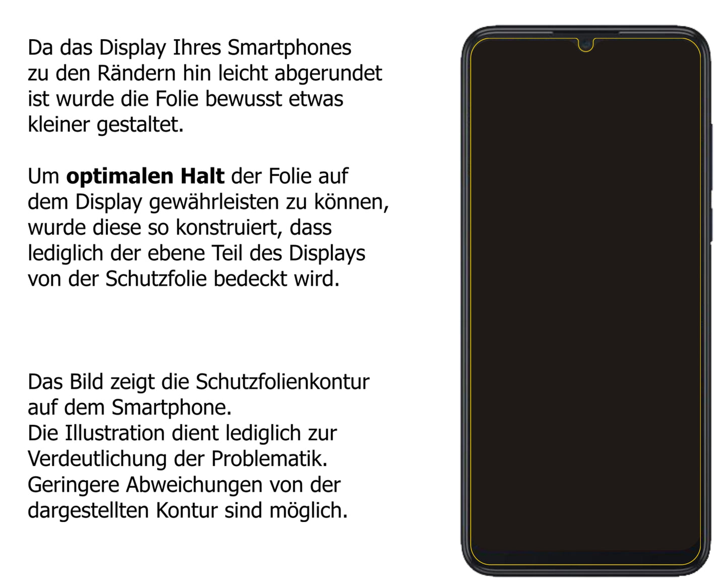 dipos Displayschutz für TCL 305, transparente Oberfläche, perfekte Passform auch für die Rundungen