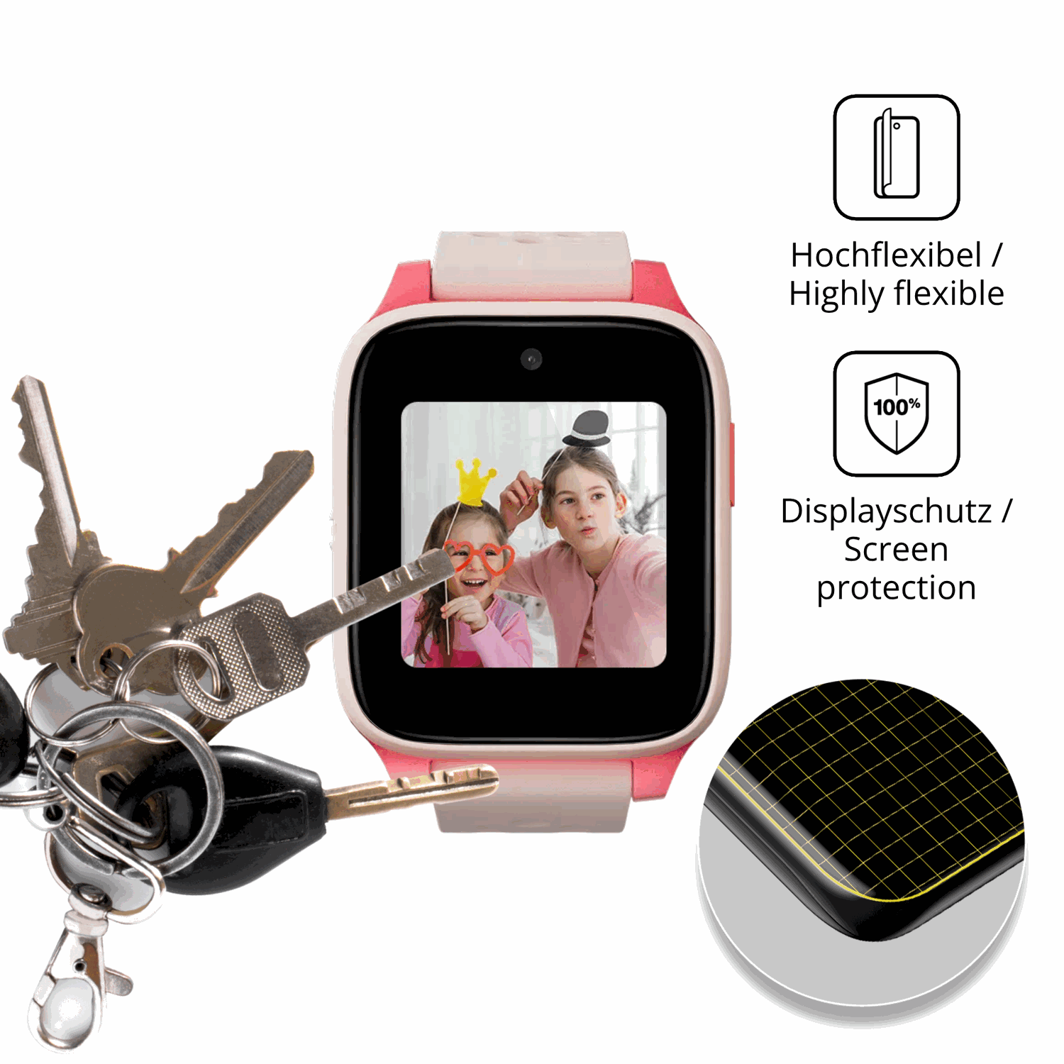 dipos Displayschutz für TCL Movetime Kids Watch MT46, transparente Oberfläche, geringe Dicke und perfekte Passform