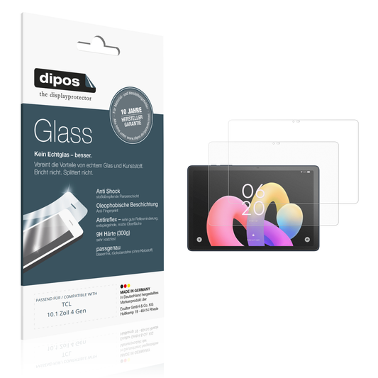Matte Displayschutzfolie von dipos passend für tcl10.1 zoll 4 gen, 9H kratzfest und blasenfrei montiert
