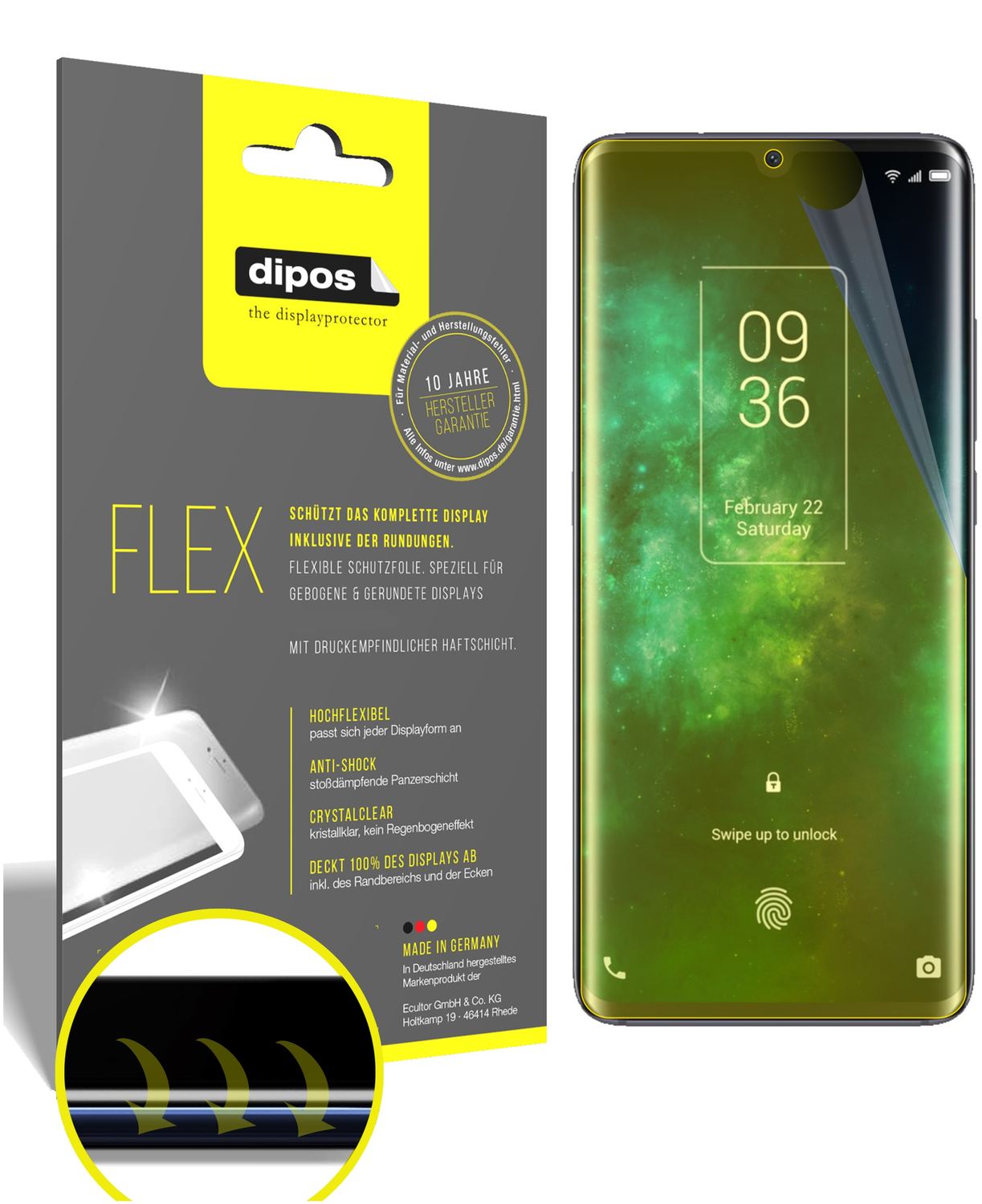 Klare Displayschutzfolie von dipos passend für TCL 10 Pro, 100% Displayabdeckung und blasenfreie Montage