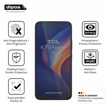 Privatsphäre-Schutz durch Sichtschutz-Folie passend zugeschnitten für TCL K70 4G