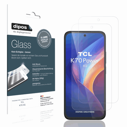 Matte Displayschutzfolie von dipos passend für TCL K70 4G, 9H kratzfest und blasenfrei montiert