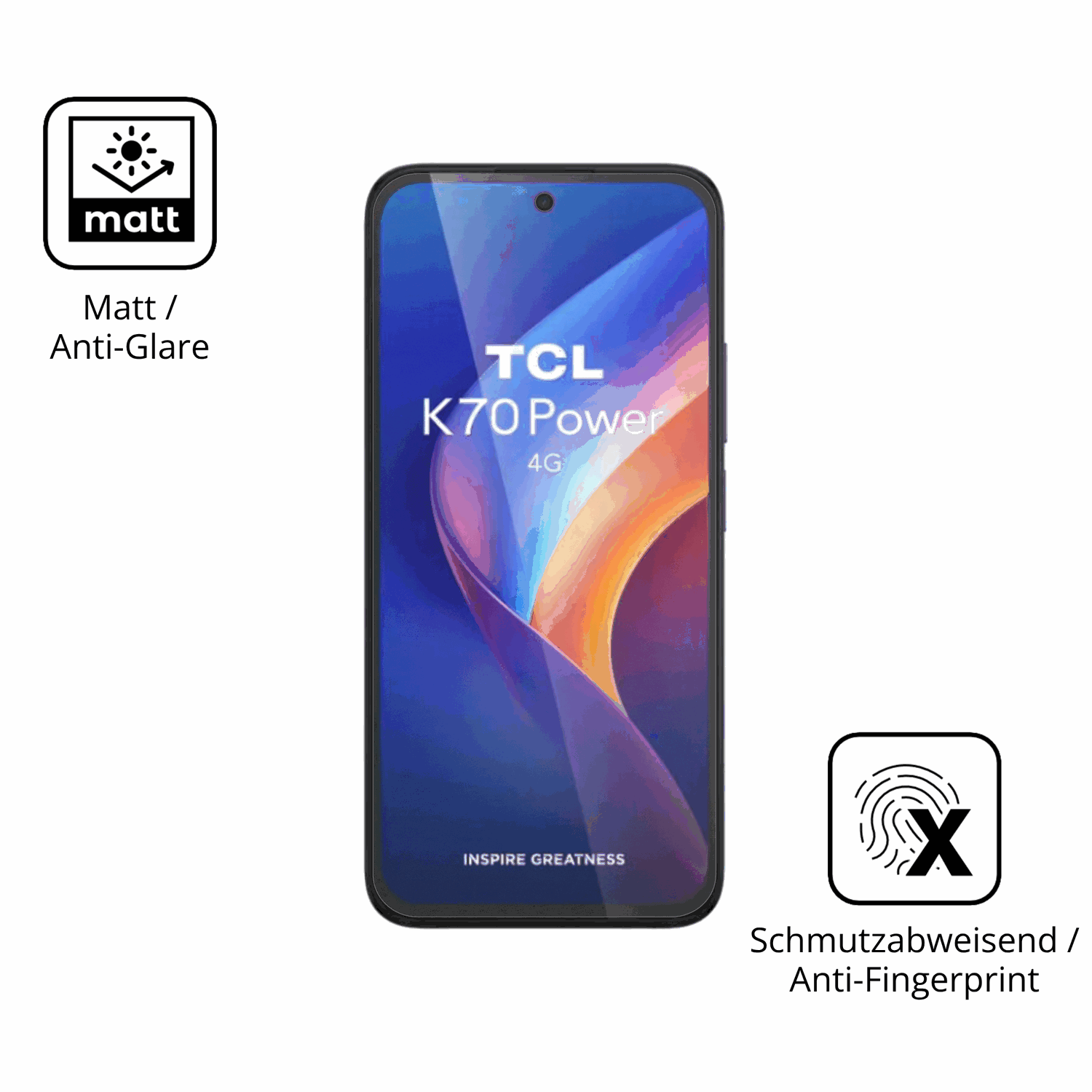 9H Hartbeschichtete, flexible Folie passend zugeschnitten für TCL K70 4G