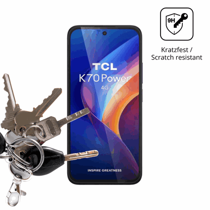 dipos Displayschutz für TCL K70 4G, transparente Oberfläche, perfekte Passform auch für die Rundungen