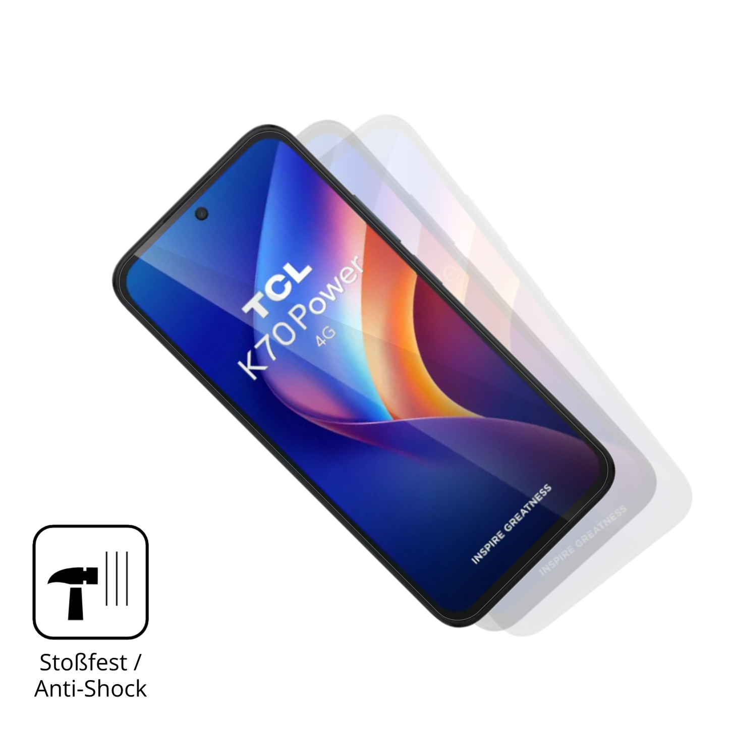 Schutz gegen Kratzer auf dem TCL K70 4G Glas durch Schlüssel, Stöße gegen die Tischkante oder Stürze