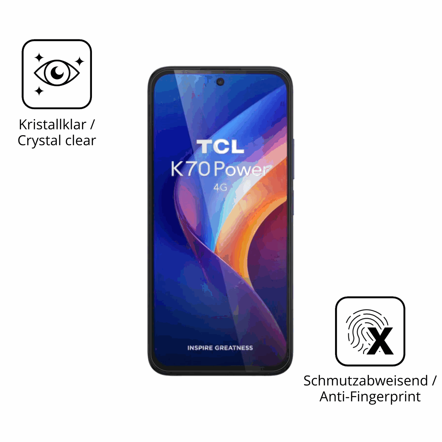 Flexible TPU-Folie passend zugeschnitten für TCL K70 4G, vollständige Abdeckung