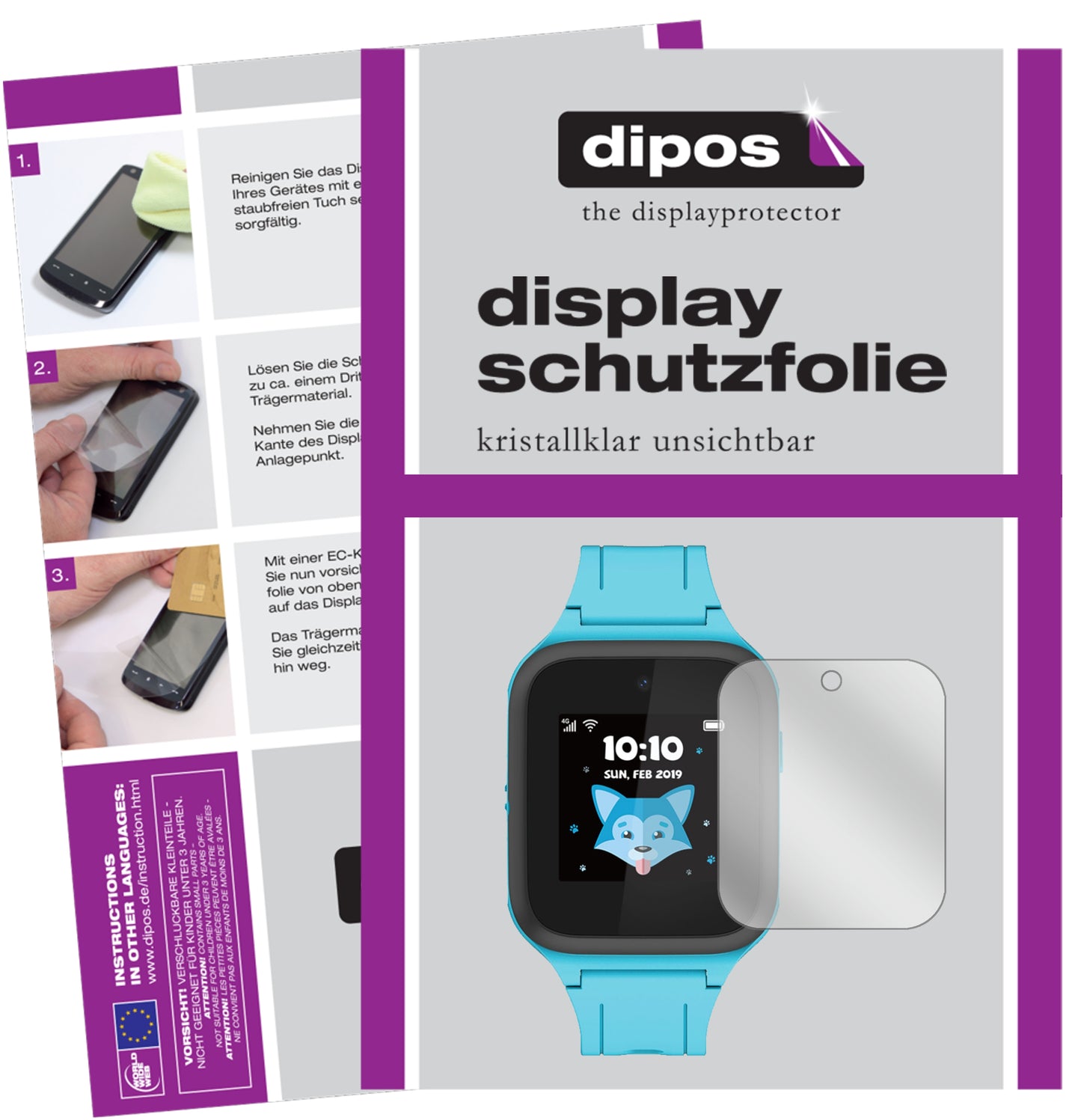 Klare Displayschutzfolie von dipos passend für TCL Movetime MT43K, präziser Zuschnitt und blasenfrei montiert