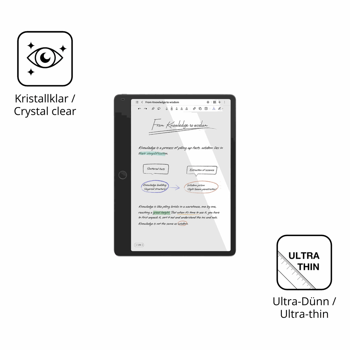 2x Schutzfolie klar für TCL Note A1 NXTPaper Display-Schutzfolie