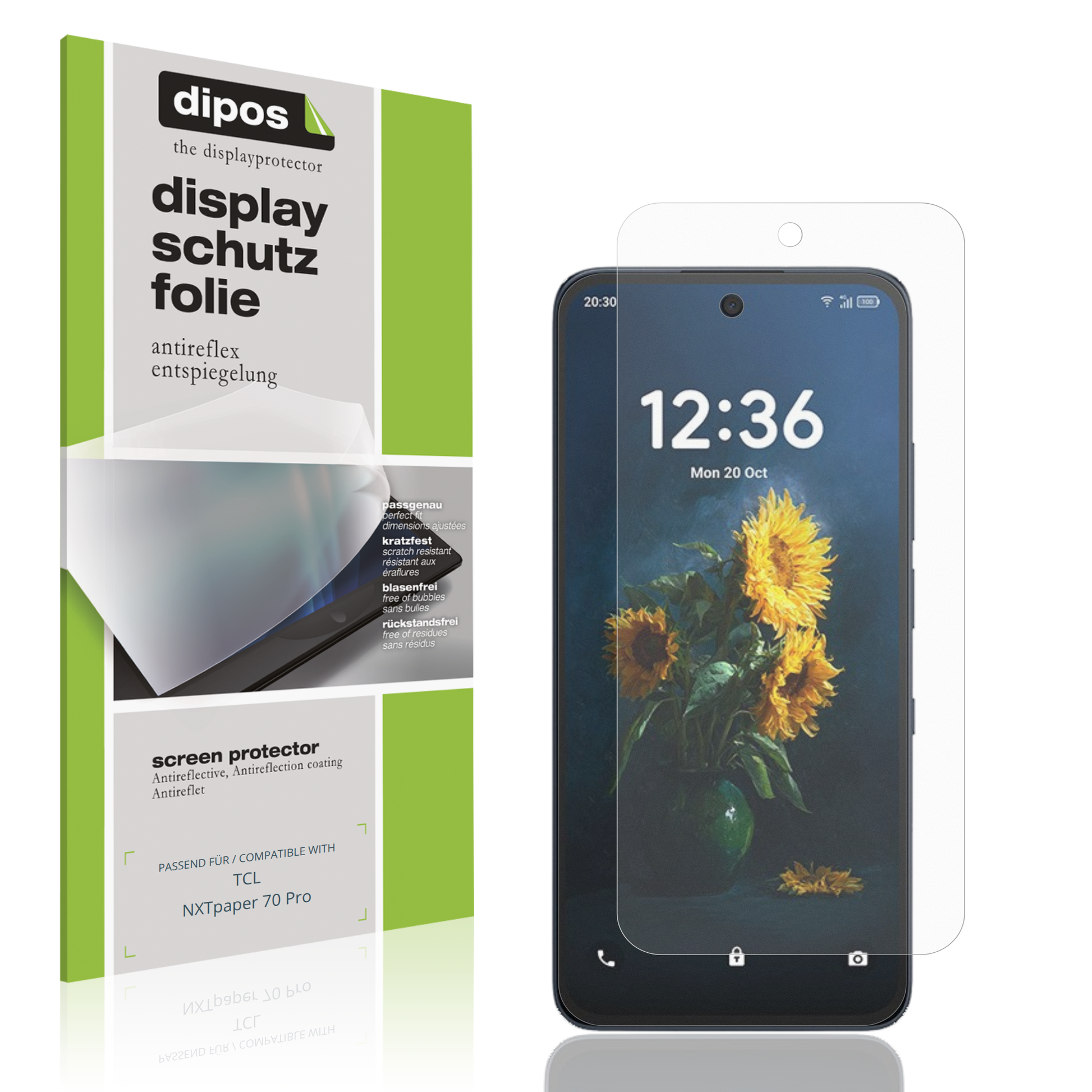 Matte Displayschutzfolie von dipos passend für TCL NXTpaper 70 Pro, präziser Zuschnitt und blasenfrei montiert