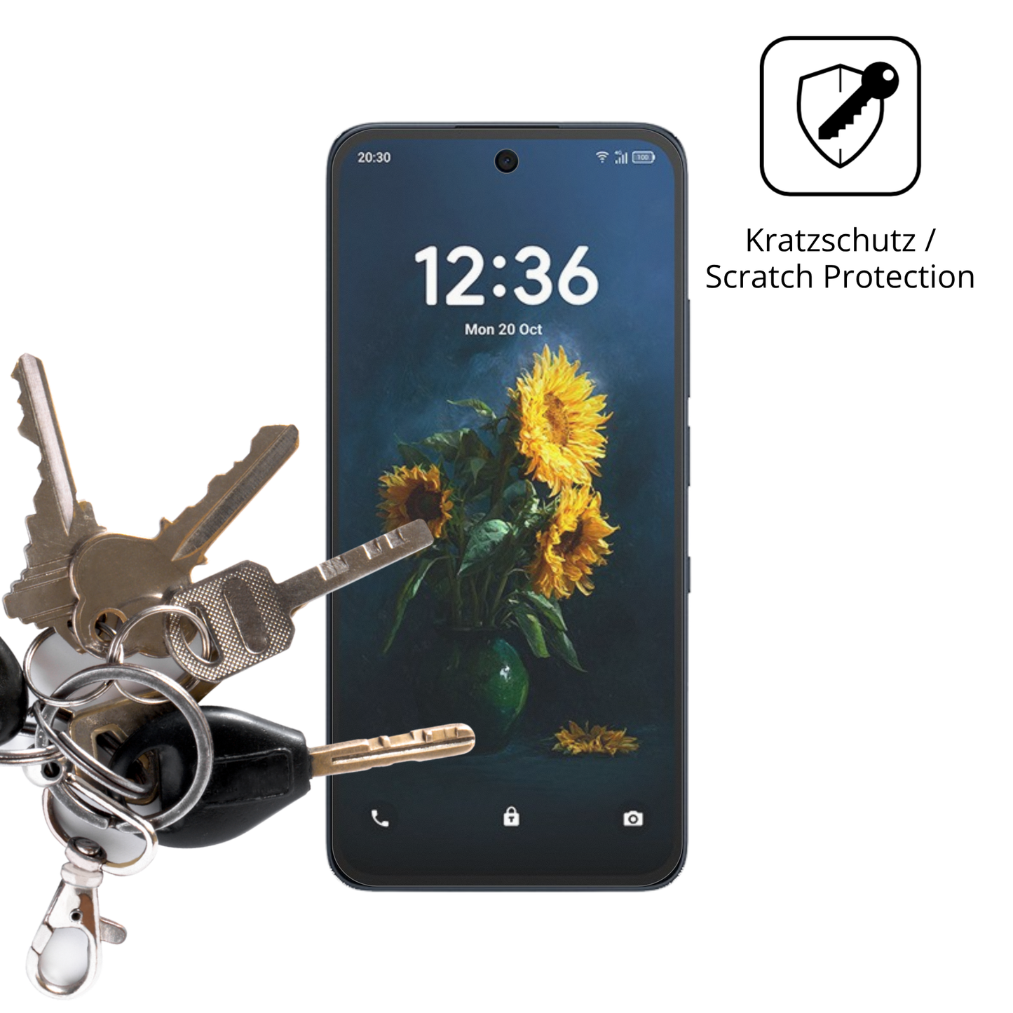 Schutz gegen Kratzer auf dem TCL NXTpaper 70 Pro Glas durch Schlüssel oder Ähnliches