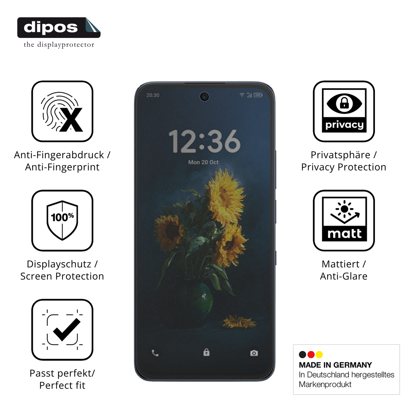 Privatsphäre-Schutz durch Sichtschutz-Folie passend zugeschnitten für TCL NXTpaper 70 Pro